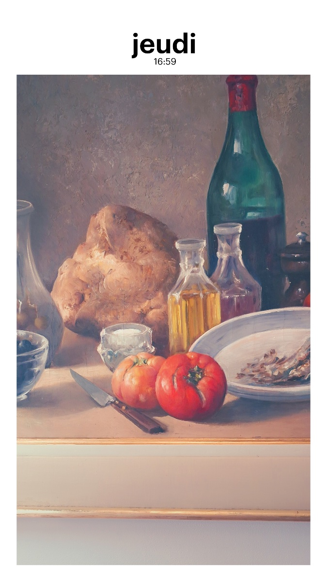 Nature morte signée d'Honoré Camos  ( 1906- 1991 )olives tomates et vin ... au dos  une étude  -photo-6