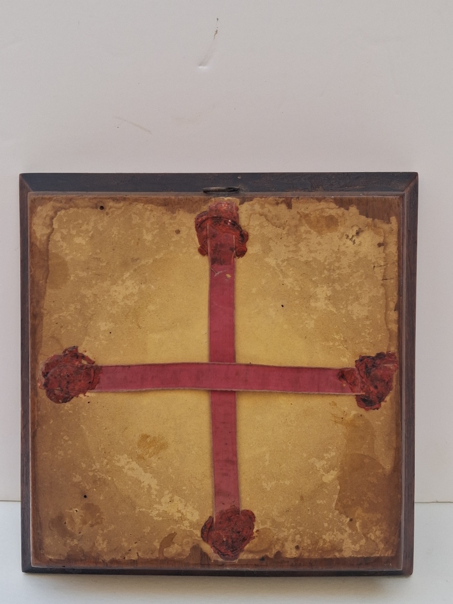 Reliquaire à paperolles , relique de St Maurice ,au revers les quatre sceaux originaux XIX ème-photo-3