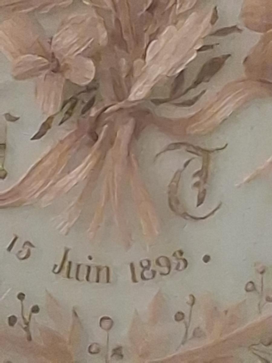 Travail de cheveux en bouquet dans un cadre au verre bombé époque NAPOLÉON III-photo-3
