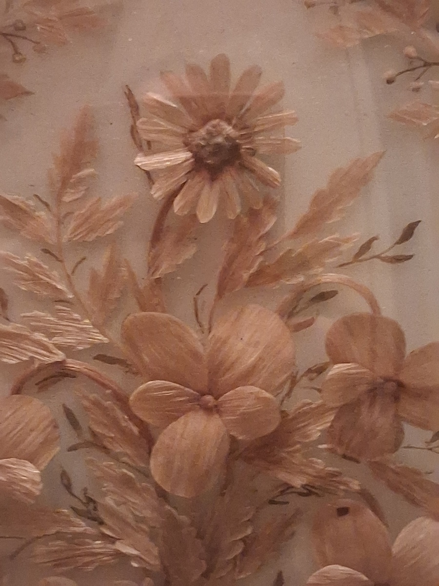 Travail de cheveux en bouquet dans un cadre au verre bombé époque NAPOLÉON III-photo-1