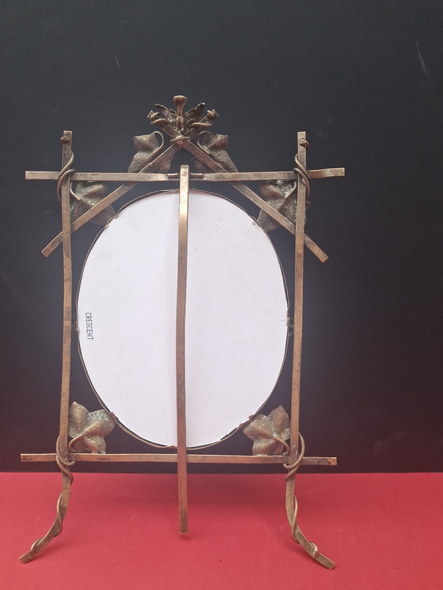 Frame, Photo Frame, Art Nouveau, Made Of Bronze And Brass, Decorated With Grapevine Tendrils -photo-4