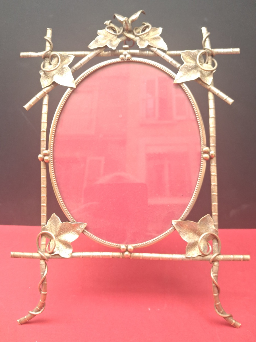 Frame, Photo Frame, Art Nouveau, Made Of Bronze And Brass, Decorated With Grapevine Tendrils -photo-7
