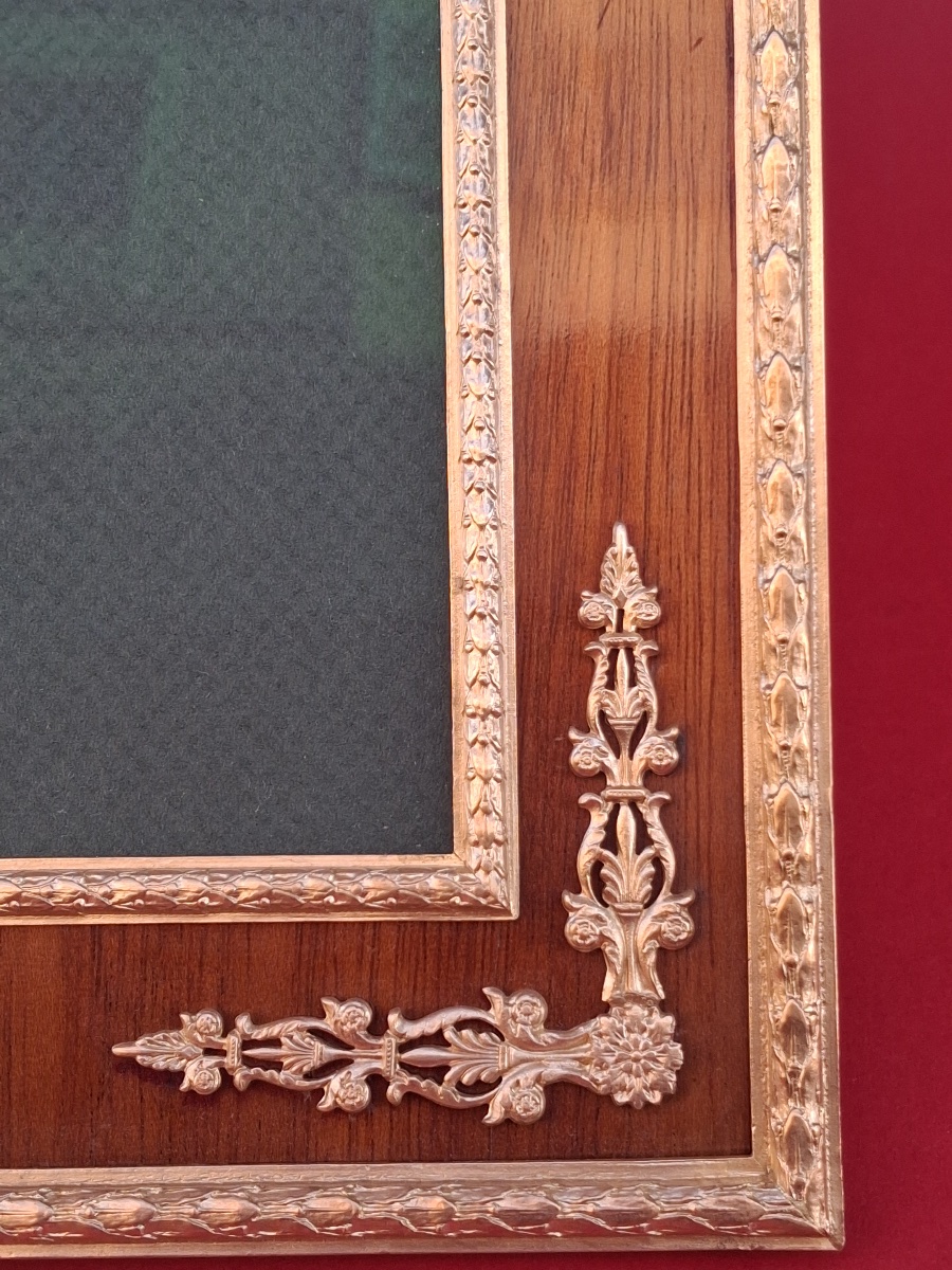 Cadre , porte photo , en acajou et bronze ciselé , d'époque Napoléon III  , de style Empire -photo-4