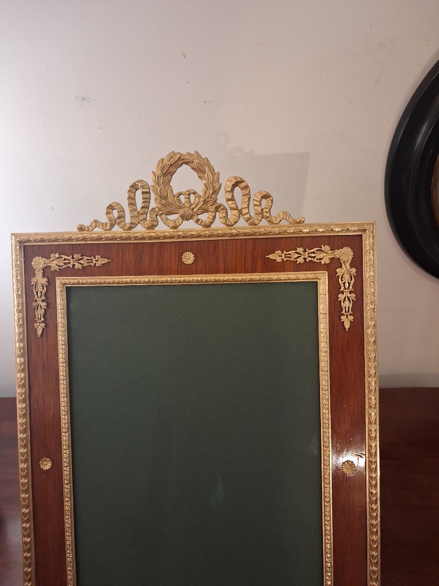 Cadre , porte photo , en acajou et bronze ciselé , d'époque Napoléon III  , de style Empire -photo-6