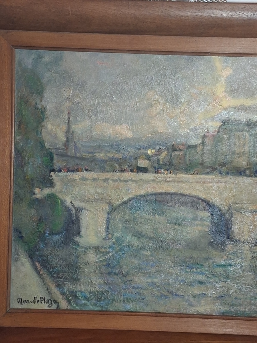 Grenoble: le pont de Marius Gontard et l'église Saint André signé de Marcelle Plaza - Ferrand -photo-3