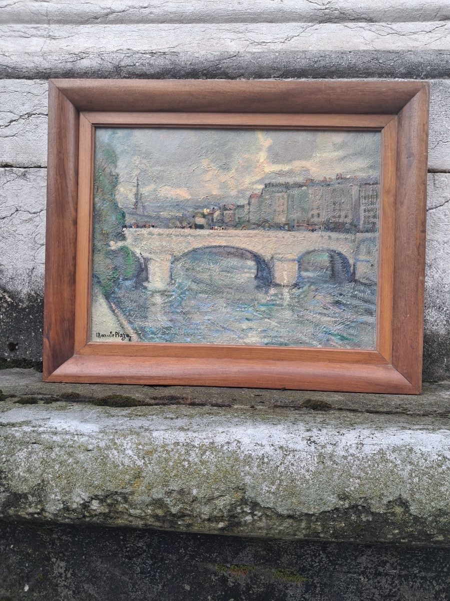Grenoble: le pont de Marius Gontard et l'église Saint André signé de Marcelle Plaza - Ferrand 