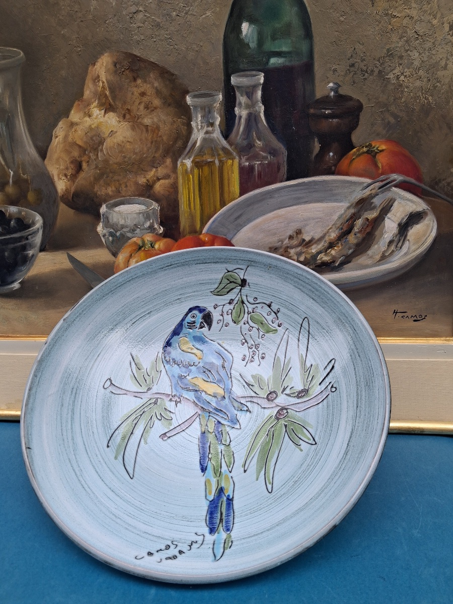 Honoré Camos ( 1906_ 1991 ) Vallauris plat en céramique émaillé-photo-6
