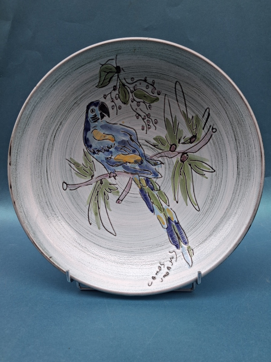 Honoré Camos ( 1906_ 1991 ) Vallauris plat en céramique émaillé
