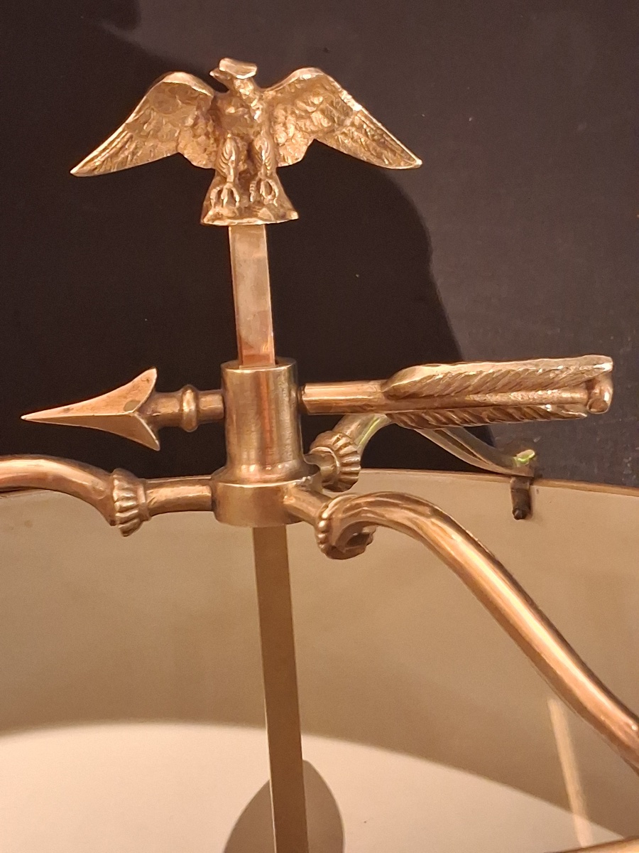 Three-light Hot-water Bottle Lamp With Three Dolphins, In Gilded Bronze, Late 19th-century Empire Style-photo-2