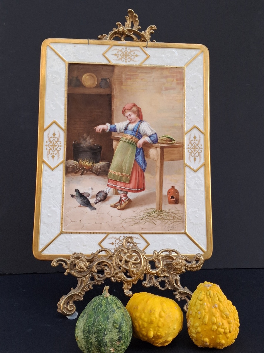 Limoges, Signed Porcelain Plate: F. Villetelle, Marked Cfh (haviland) And Gdm, Late 19th Century -photo-8