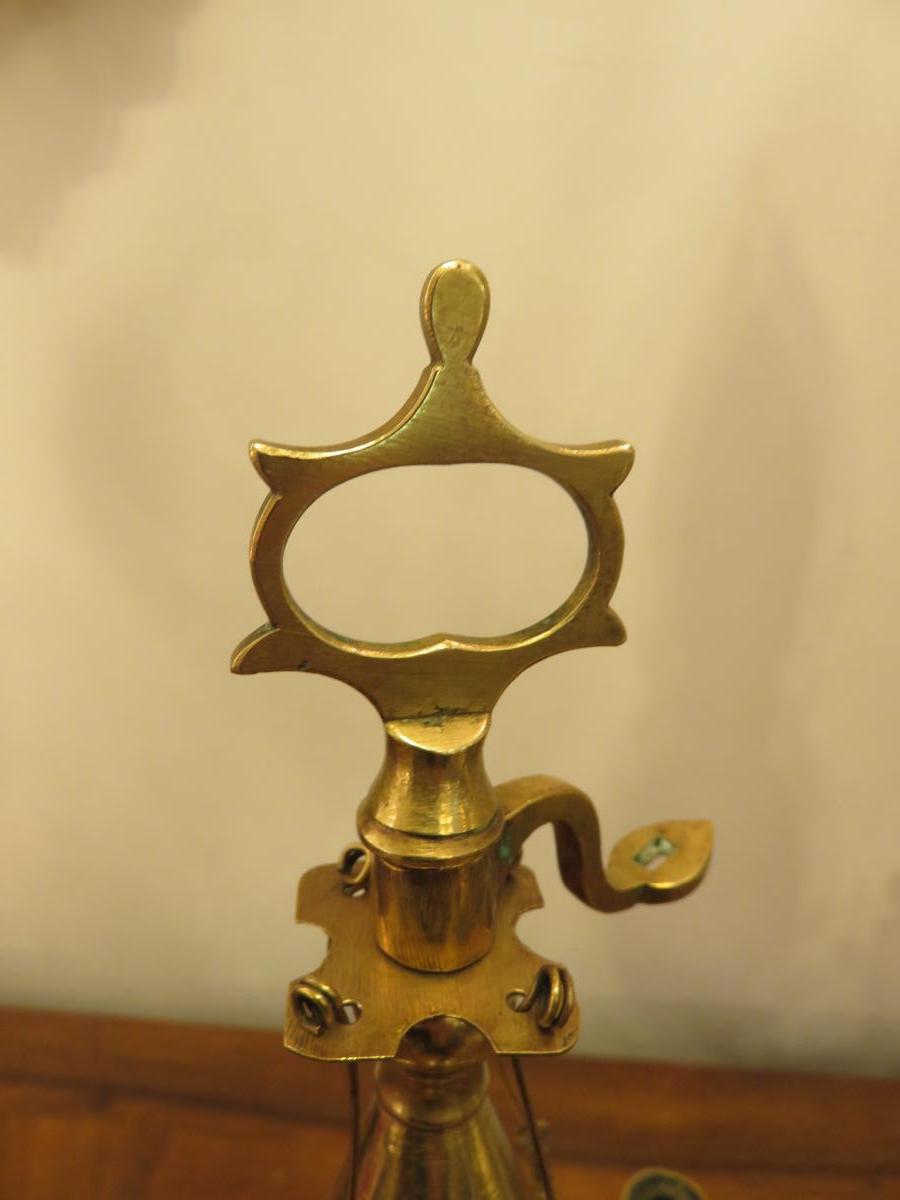 Brass Oil Lamp, Called "florentine" Early XIX-photo-5