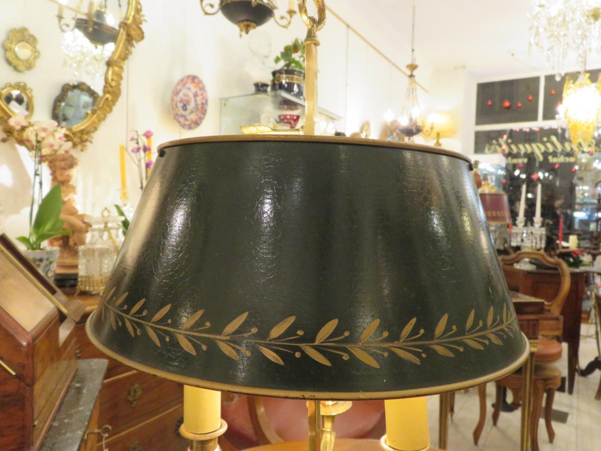 Lampe Bouillotte à Trois Feux , Tête De Cygne , En Bronze Doré  Début XXème-photo-3