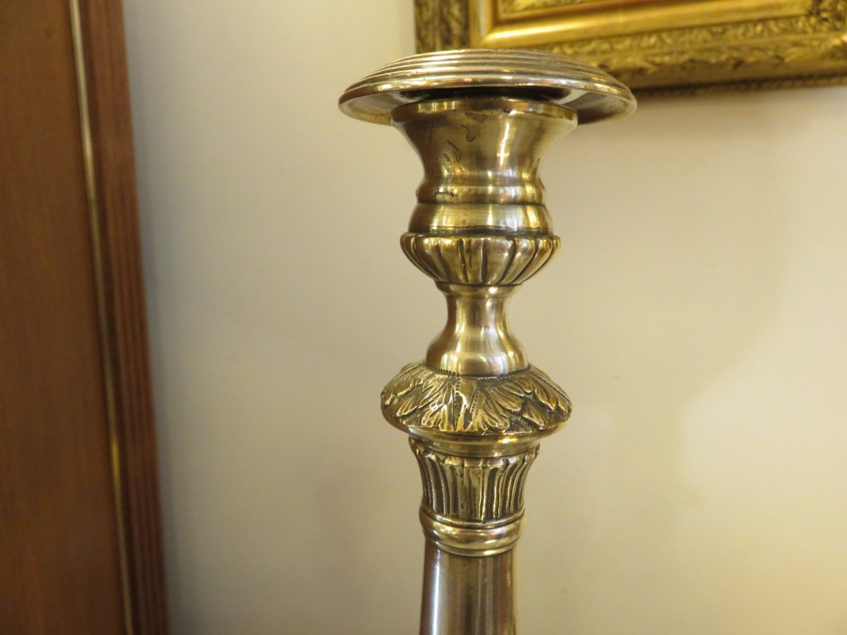 Pair Of Candlesticks In Silver Bronze XIX-photo-2