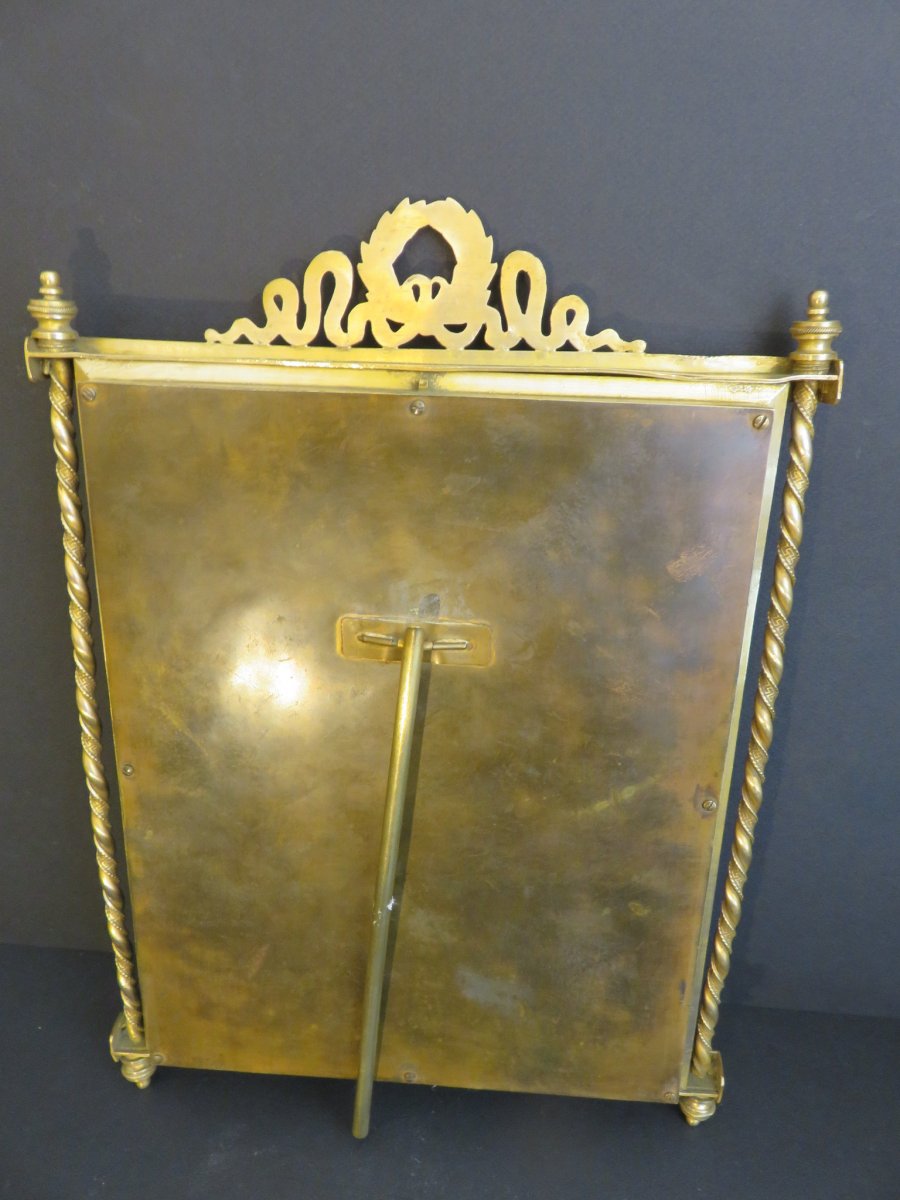 Miroir à Poser En Bronze Doré , Glace Biseautée , De Style Louis XVI époque Napoléon III ,-photo-2