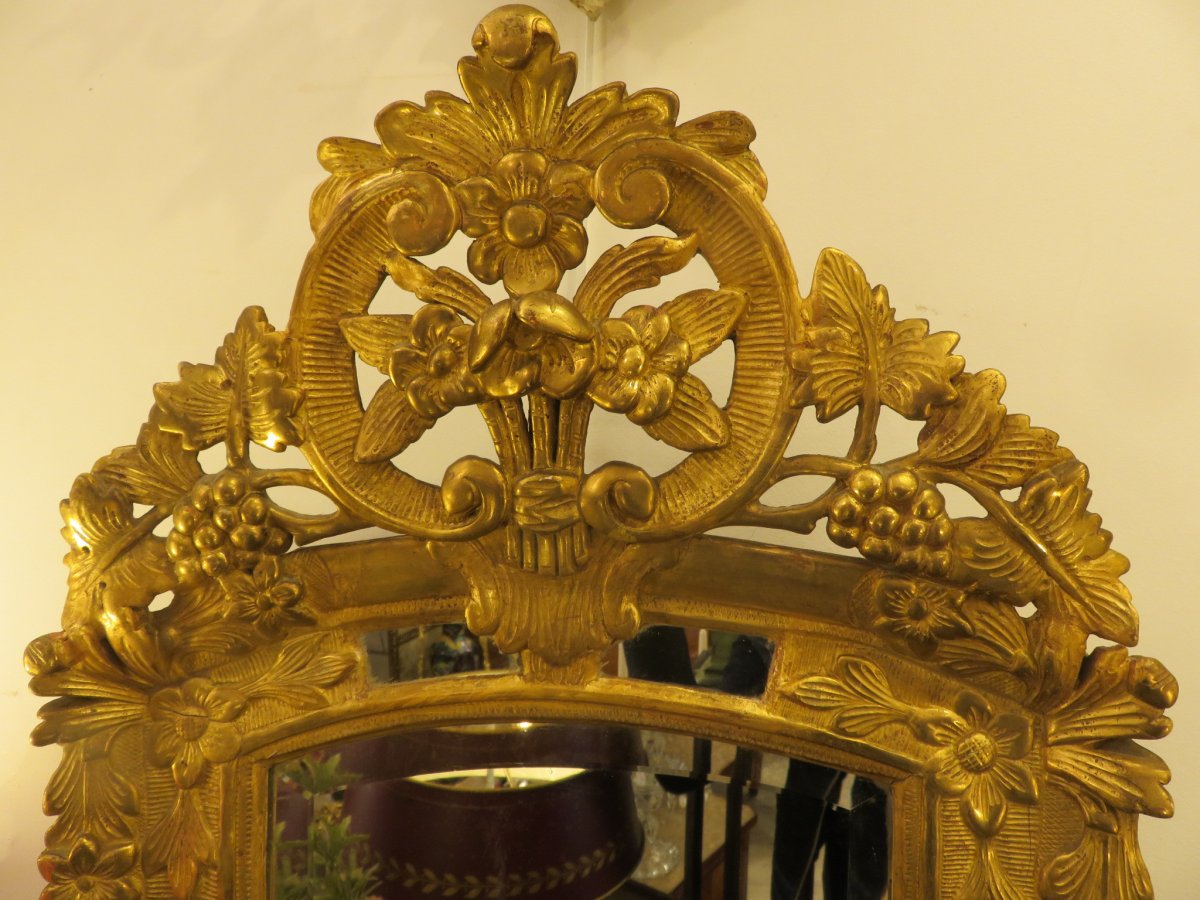 Miroir En Bois Doré à Pare Closes De Style Louis XV , Début XIX ème -photo-2