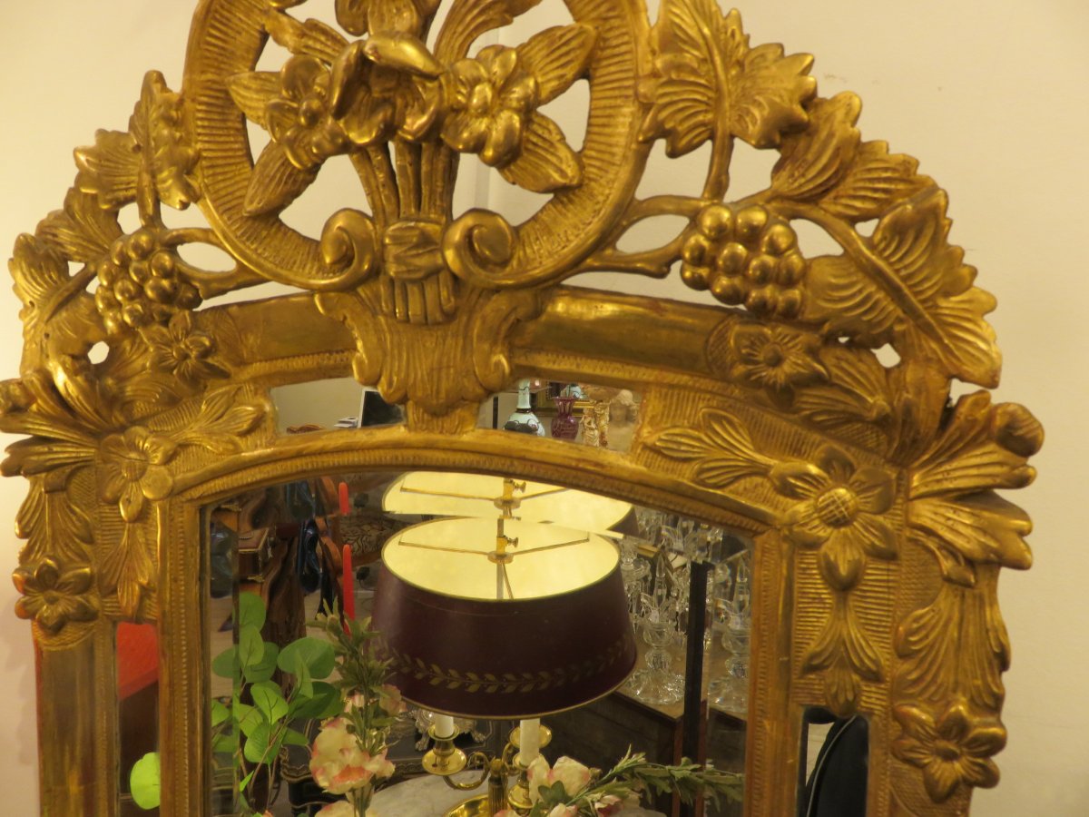 Miroir En Bois Doré à Pare Closes De Style Louis XV , Début XIX ème -photo-3