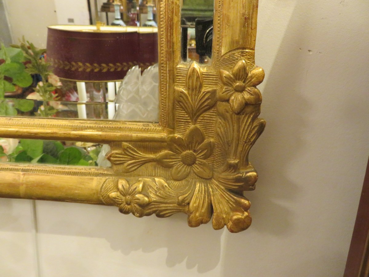 Miroir En Bois Doré à Pare Closes De Style Louis XV , Début XIX ème -photo-1