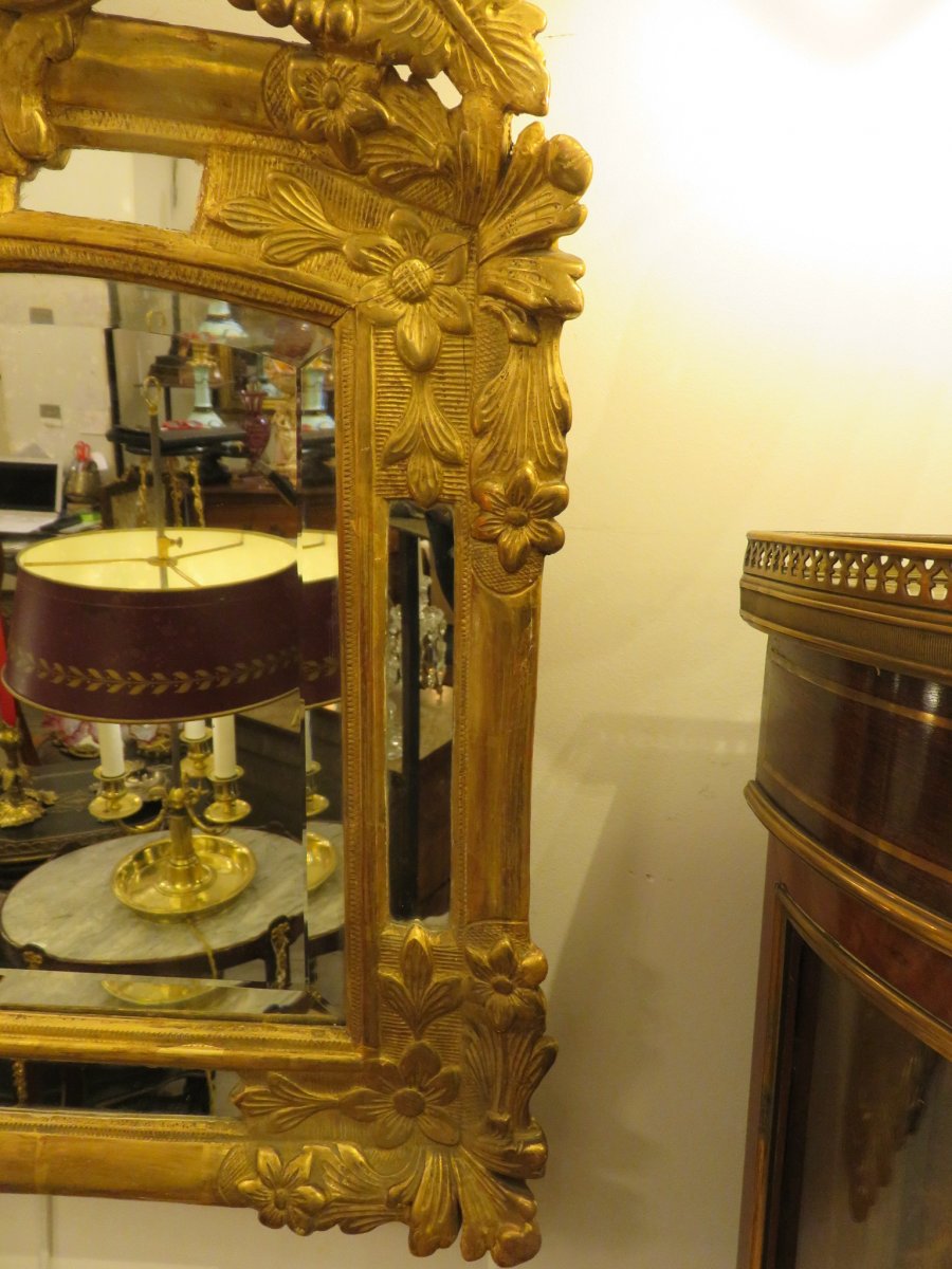 Miroir En Bois Doré à Pare Closes De Style Louis XV , Début XIX ème -photo-5