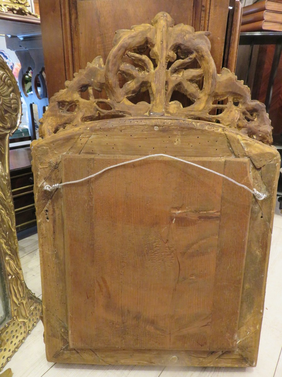 Miroir En Bois Doré à Pare Closes De Style Louis XV , Début XIX ème -photo-7