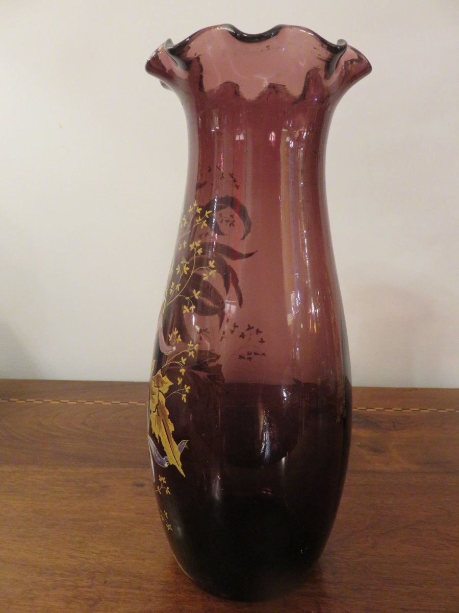Vase Balustre à Collerette (hauteur 30 Cm ) Montjoye Saint Denis (Legras)  époque Art Nouveau -photo-4