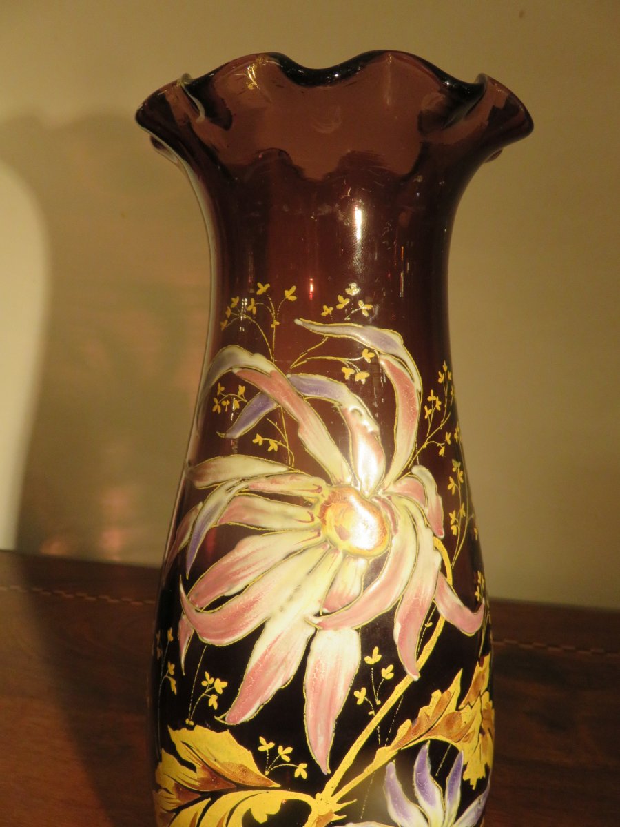Vase Balustre à Collerette (hauteur 30 Cm ) Montjoye Saint Denis (Legras)  époque Art Nouveau -photo-2