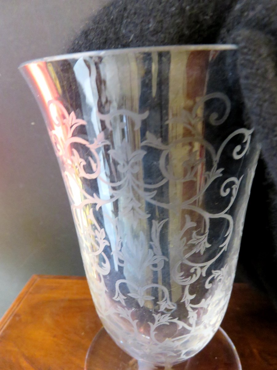 Baccarat Engraved Crystal Vase-photo-2