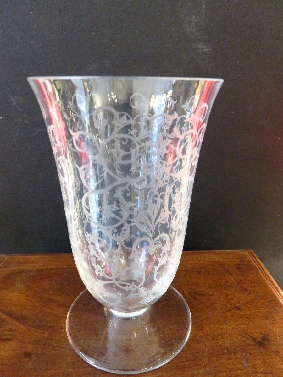 Baccarat Engraved Crystal Vase