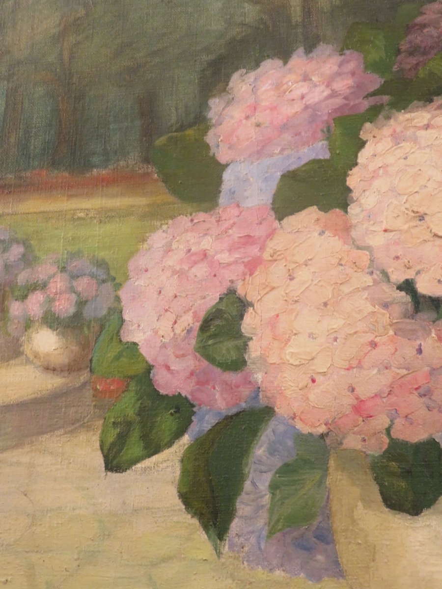 Oil On Canvas: Landscape Of A 1930s Park, Signed Tomarais Maurin-photo-4