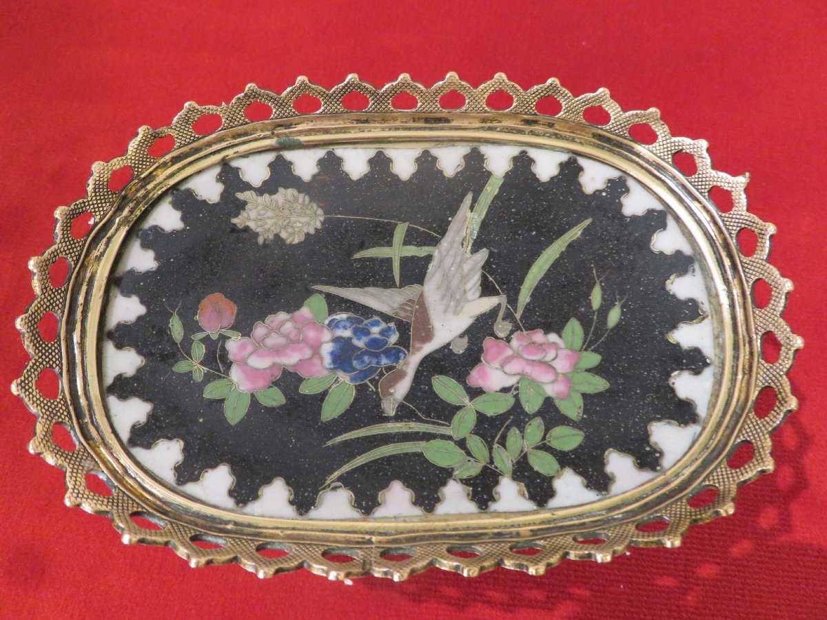 Empty Pocket In Cloisonne, Brass And Bronze Frame XIX-photo-2