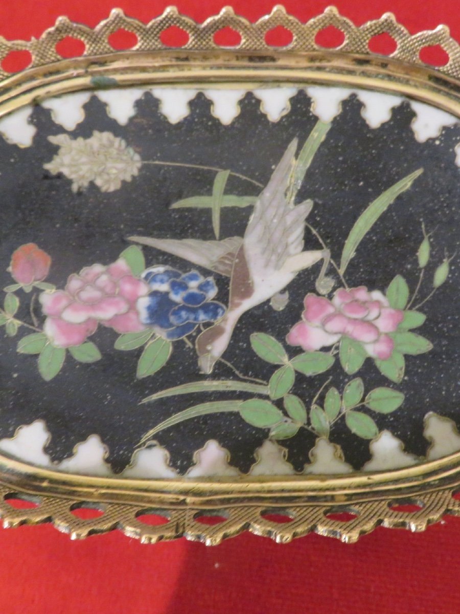 Empty Pocket In Cloisonne, Brass And Bronze Frame XIX-photo-4