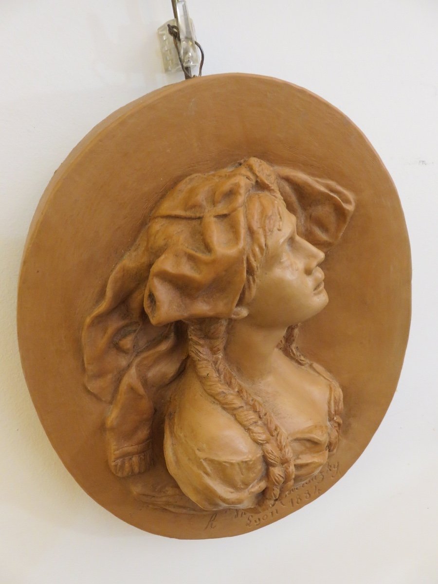 Terracotta Medallion Depicting The Loss Of Alsace Lorraine Signed Violet De Modersitzky-photo-3