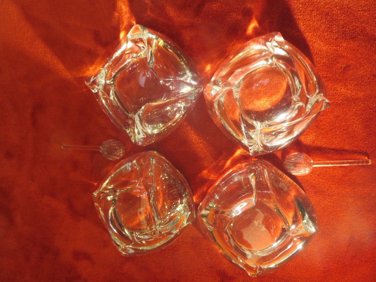 Double paire de salerons en cristal de Daum dans leur coffret -photo-7