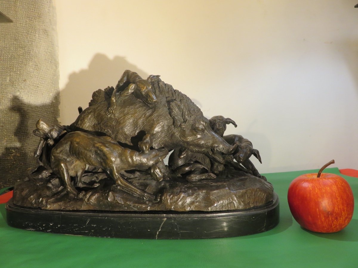 Groupe En Bronze : Sculpture Animalière Signée A Le Courtier -photo-8