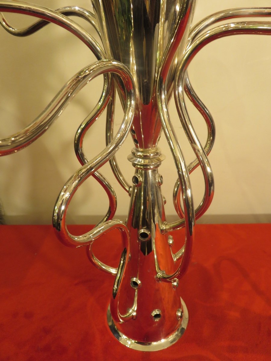 Candlestick With Seven Branches In Silver Metal, Model -photo-4