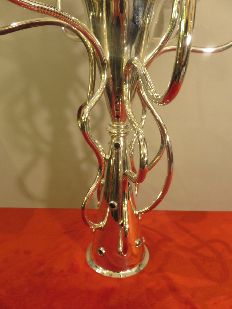 Candlestick With Seven Branches In Silver Metal, Model -photo-3