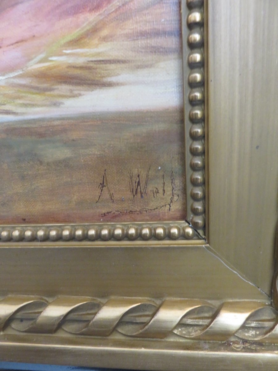 Oil On Canvas: Bouquet Of Chrysanthemums Signed By Andéol Marie Wolf (1859 - 1932)-photo-4