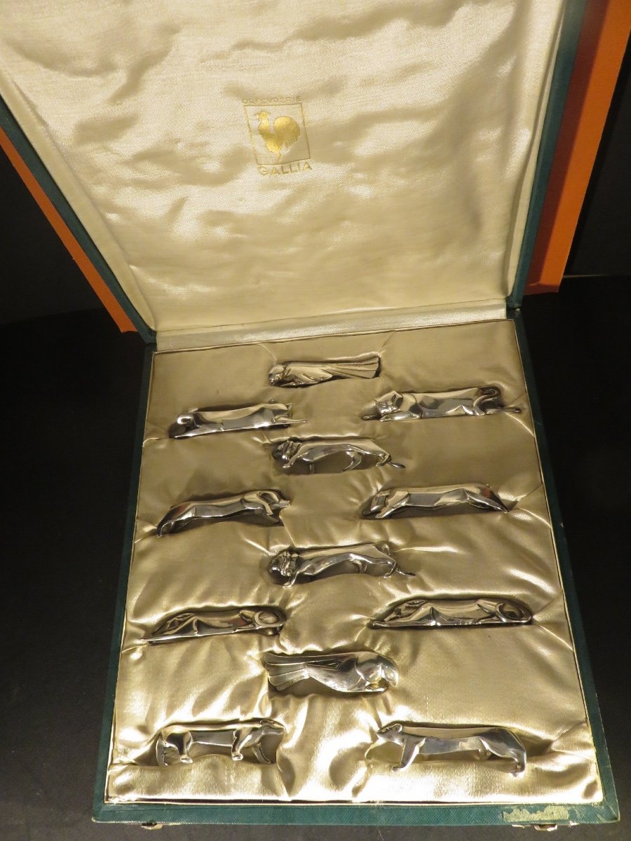 Christofle Gallia Twelve Art Deco Knife Rests In Silver Metal Designed By Sandoz-photo-2