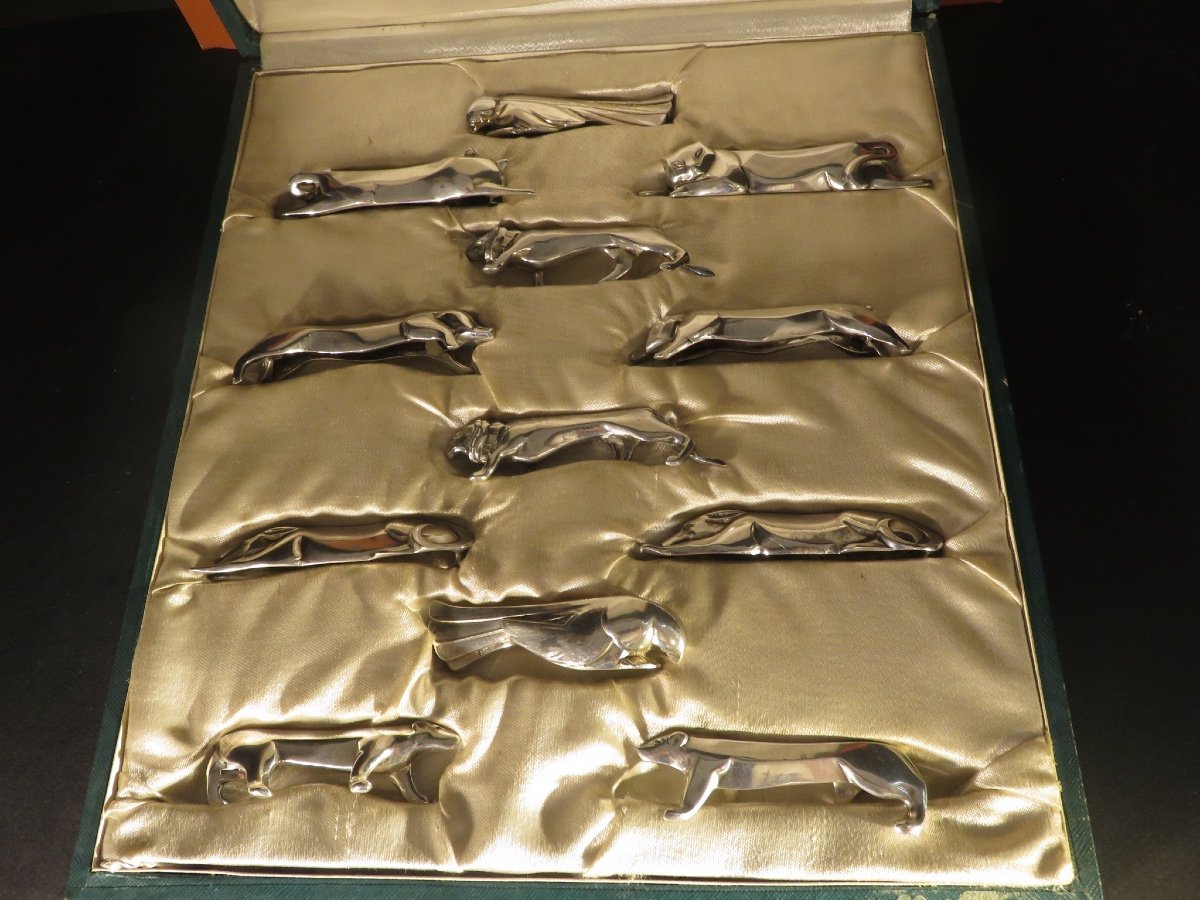 Christofle Gallia Twelve Art Deco Knife Rests In Silver Metal Designed By Sandoz
