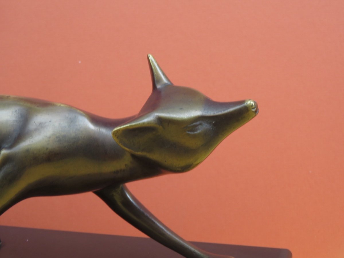 Animal Bronze Signed Michel Decoux (1837 - 1824) Fox On The Hunt-photo-4