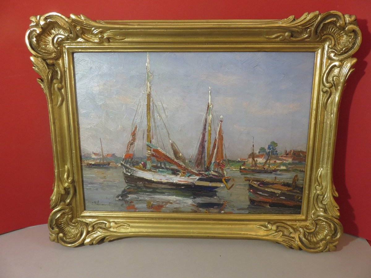 Pair Of Seascapes (vendée) By Jules Ribeaucourt (1862-1932) Oils On Canvas Signed-photo-4