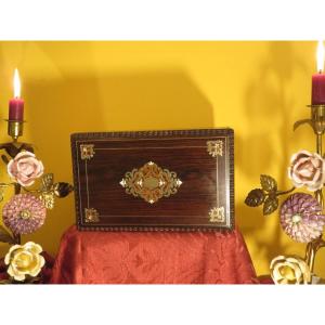 Box, Scent Box With Two Bottles And Brass Marquetry Napoleon III Period