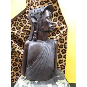 African Sculpture: "man's Head With Headdress" Mid-twentieth Century