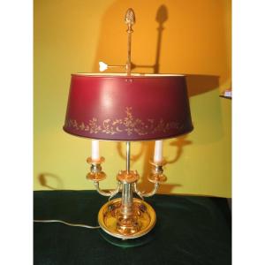 Bouillotte Lamp With Two Lights, In Gilded Bronze, 20th Century