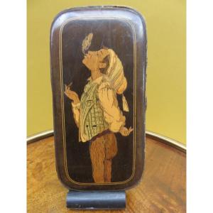 Cigarette Holder In Niçoise Marquetry Representing A Niçois Peasant Smoking 19th Century