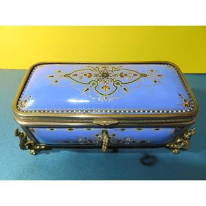 Bressans Enamel Jewelry Box With Gilded Bronze Mount, Signed Tahan  à Paris 19th Century