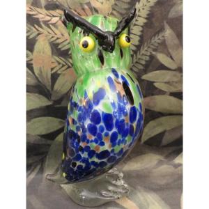 Murano Polychrome Glass Owl 20th Century