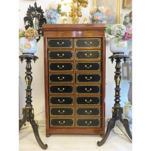 Mahogany Cardboard Box With Double Columns (16 Boxes) Late 19th Century