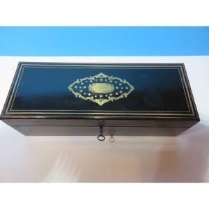 Napoleon III Period Box With Brass And Mother-of-pearl Inlays 