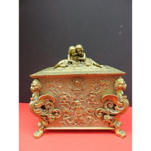 Coffret à bijoux en bronze doré d'époque Napoléon III