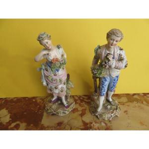 Pair Of German Porcelain Figurines (rudolstadt-volkstedt), Late 19th/early 20th Century